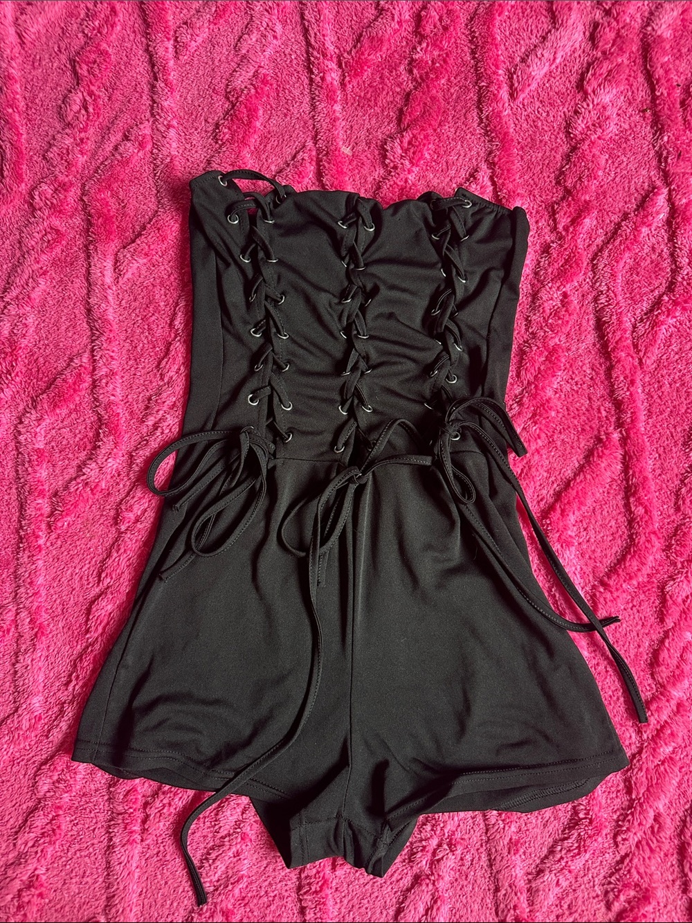 Black Lace-Up corset alternative goth One-Piece tube Romper